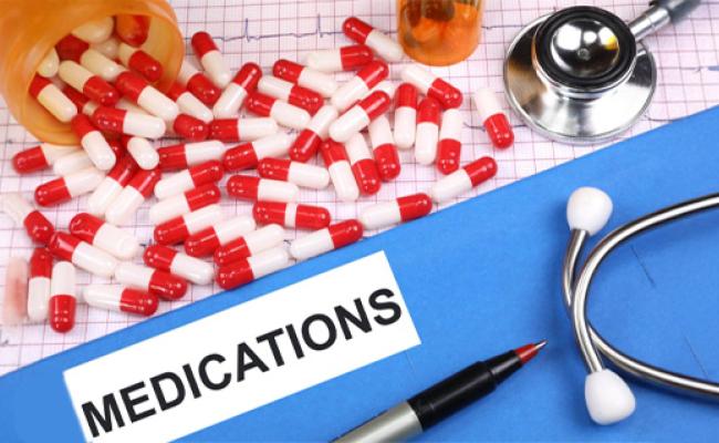 A physical illustration of medicinal supplies and a stethoscope