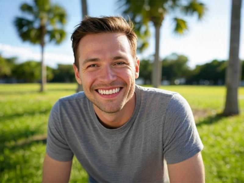 A smiling man outside.