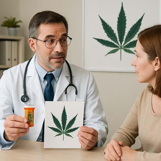 A doctora and patient in a consultation about Medical Marijuana.