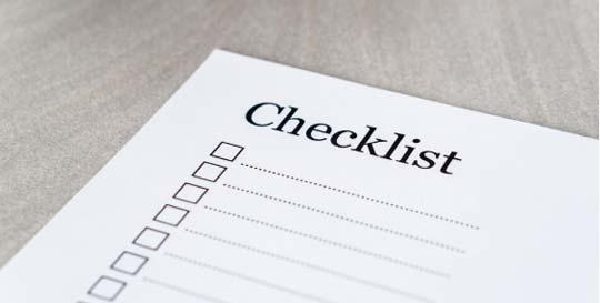 A preformatted checklist